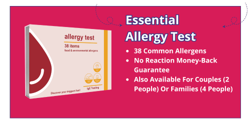 Essential Allergy Test. 38 Common Allergens. No Reaction Money-Back Guarantee. Also Available For Couples (2 People) Or Families  (4 People).